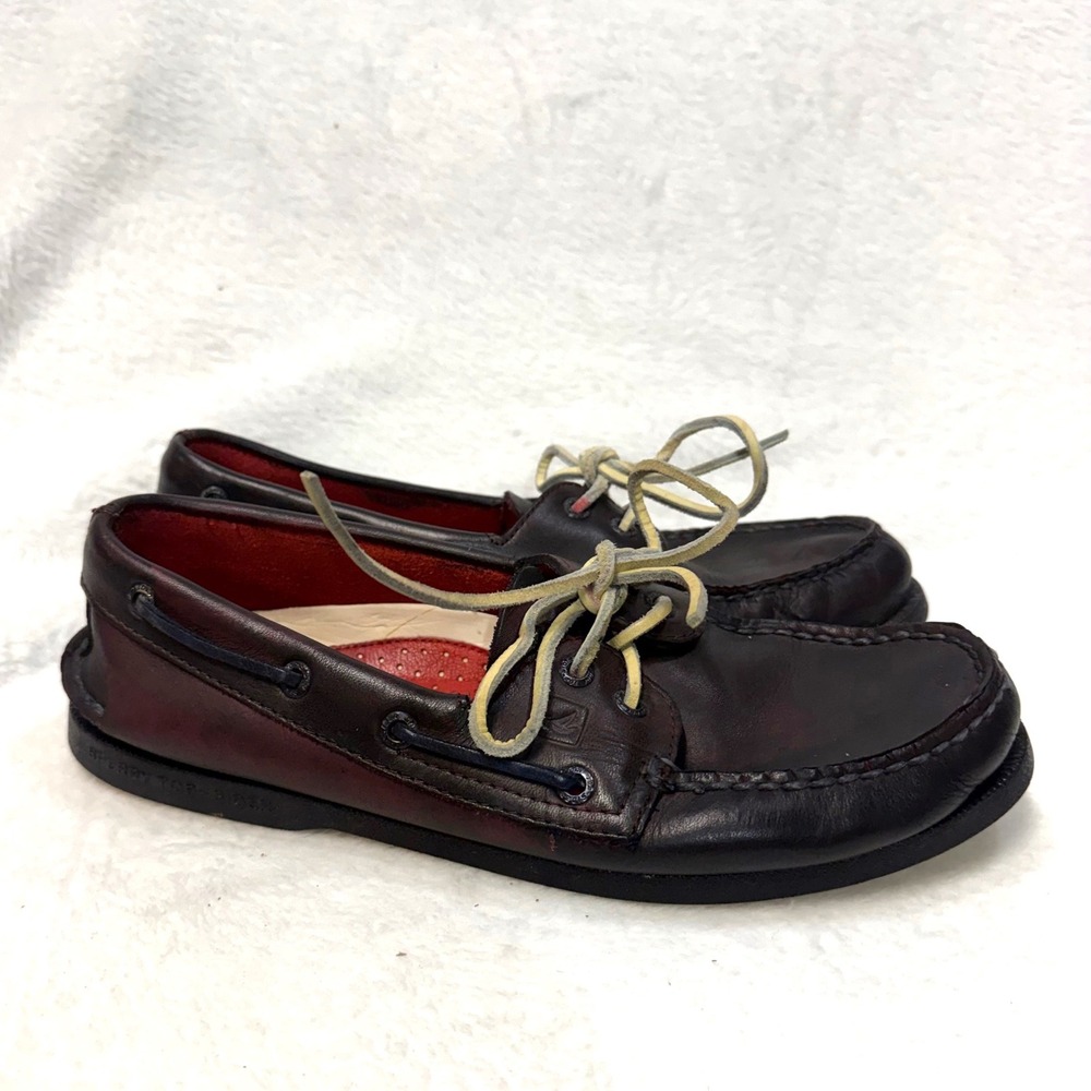 Sperry 8.5 M Boat Shoes Dark Burgundy Leather Authentic Original Loafers Unisex